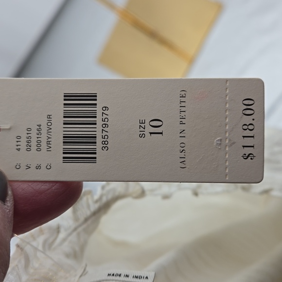 Anthropologie Floreat Womens Embroidered Lace Peplum Blouse Gold Thread  Size 10 - Picture 12 of 16